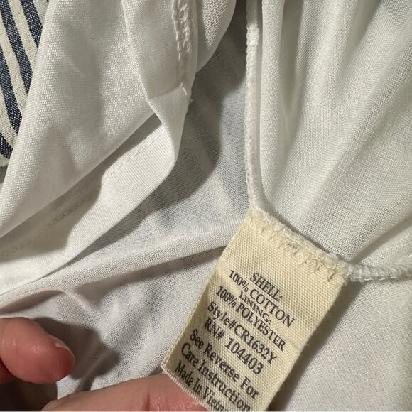 Flower & Feather Size L Midi Dress Navy Striped Tiered Preppy Beach Resort Chic - Picture 10 of 16